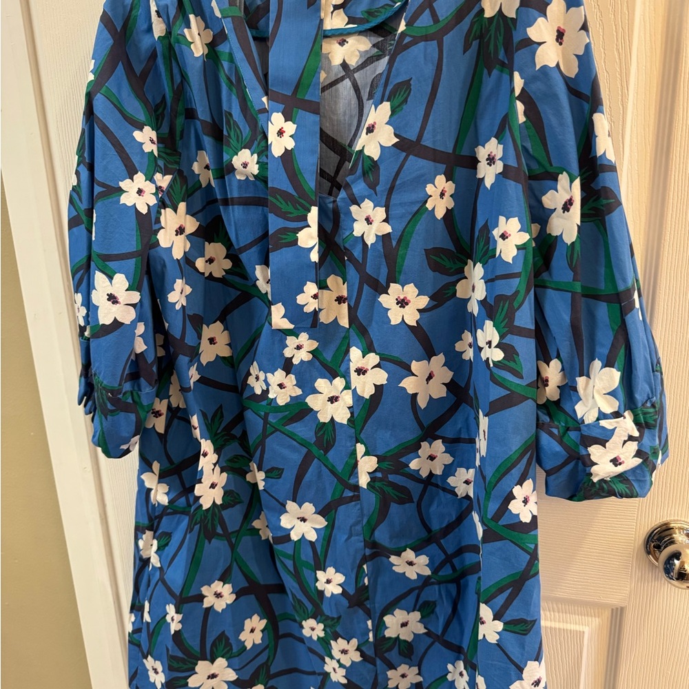 Draper James Blue Dress with White Floral Pattern